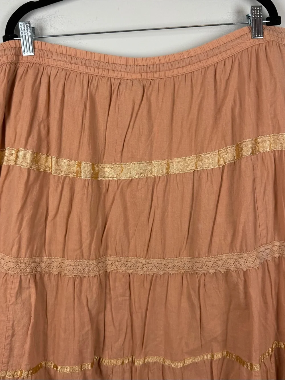Vintage JMB Orange Tiered Maxi Skirt Embroidered Beaded Boho Forest Fairycore 1X